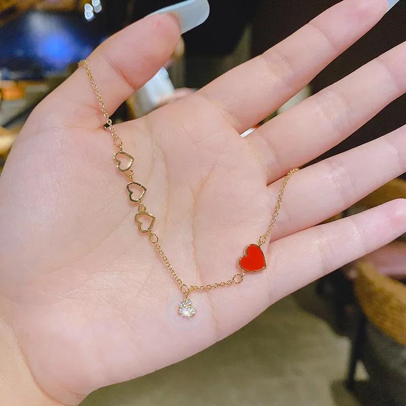 Корейская версия браслета в виде персикового сердца для женщин, сладкая текстура, популярный простой персонализированный модный студенческий браслет для женщин