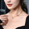 Сезон Цветов Асимметричная Титановая Сталь Цирконий Короткое Ожерелье Женская Простая Цепочка на Ключицы Металлическая Застежка-Кольцо Цепочка на Шею