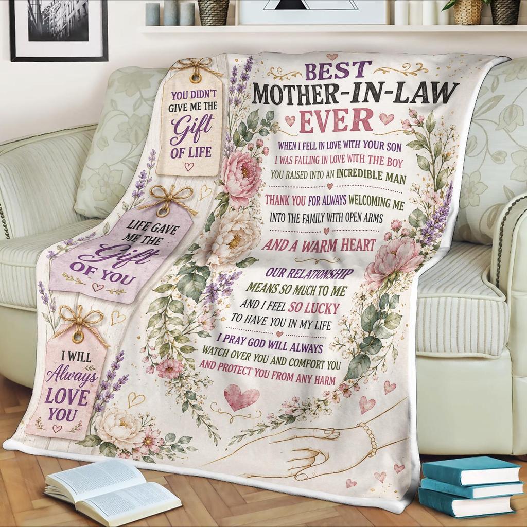 Mother In Law Fleece Blanket from Daughter In Law, Best Mother In Law Ever Gift, Thank You Blanket, Christmas Gift, Birthday Gift