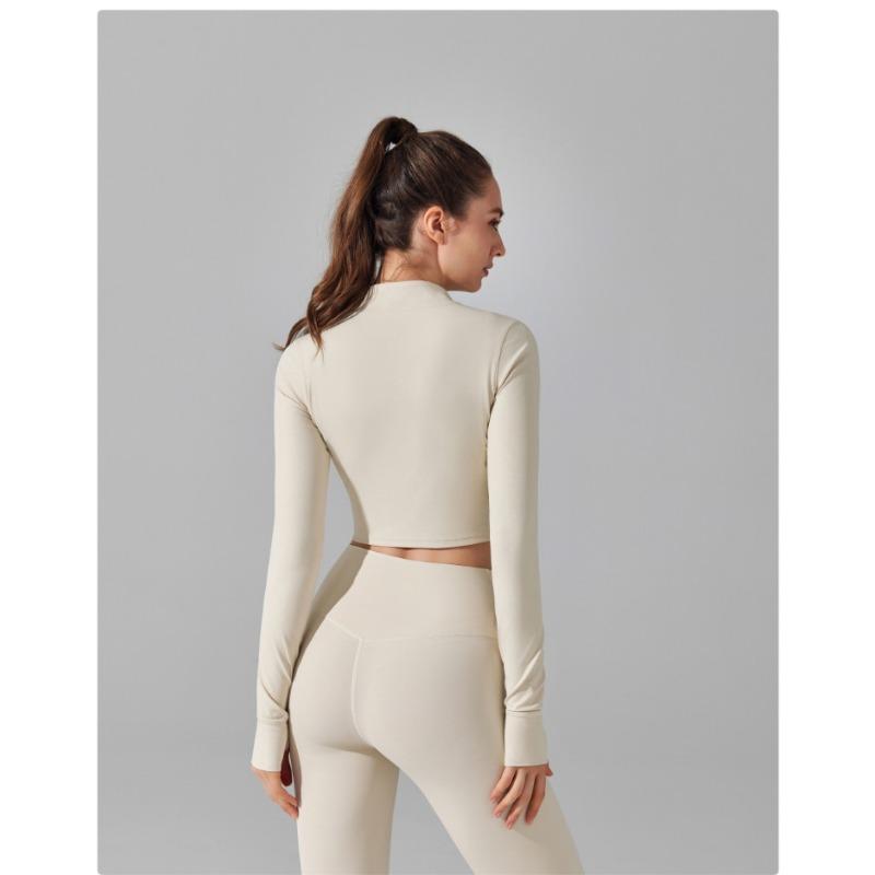 Женский осенний топ для фитнеса с длинным рукавом на молнии для занятий йогой