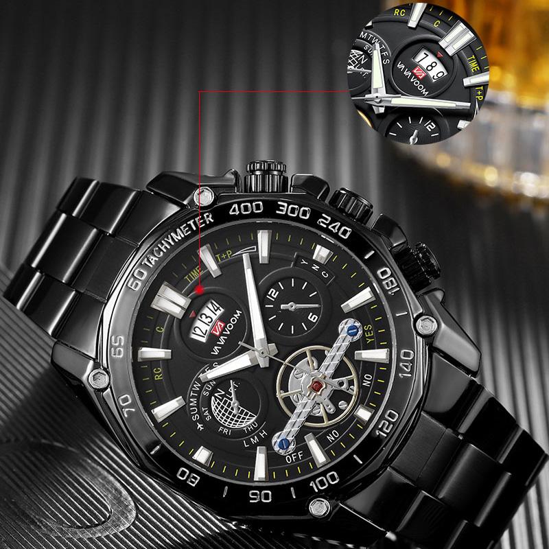 VA VA VOOM Brand Classic Mens Retro Watches Automatic Mechanical Watch Tourbillon Clock Genuine Leather Waterproof Military Wristwatch