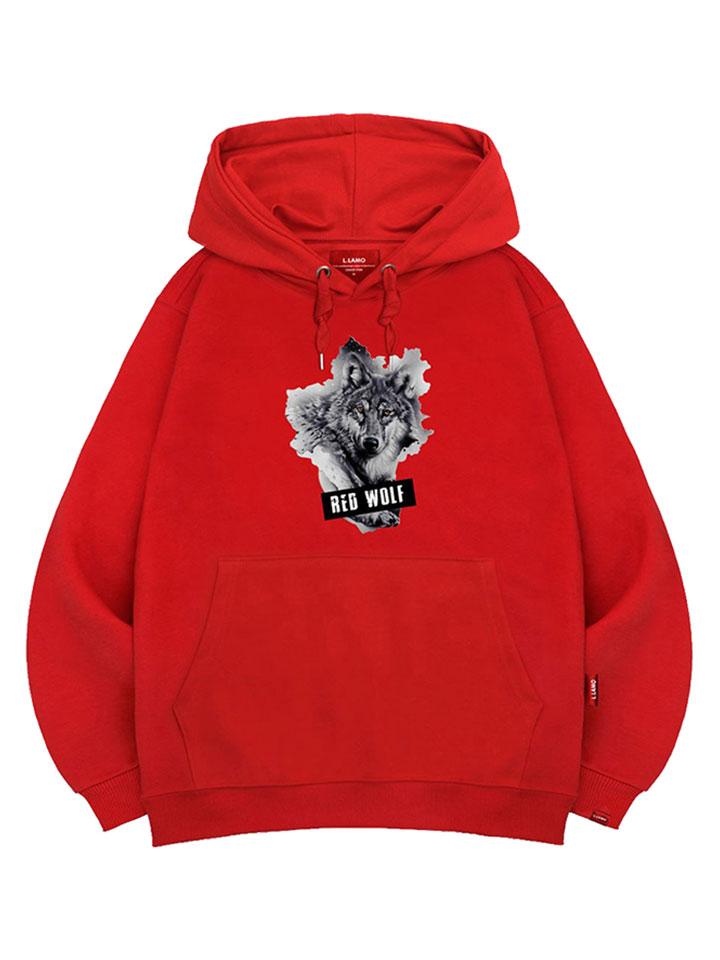 Худи Красный Волк Унисекс Большой Размер M~4XL (Тип B)