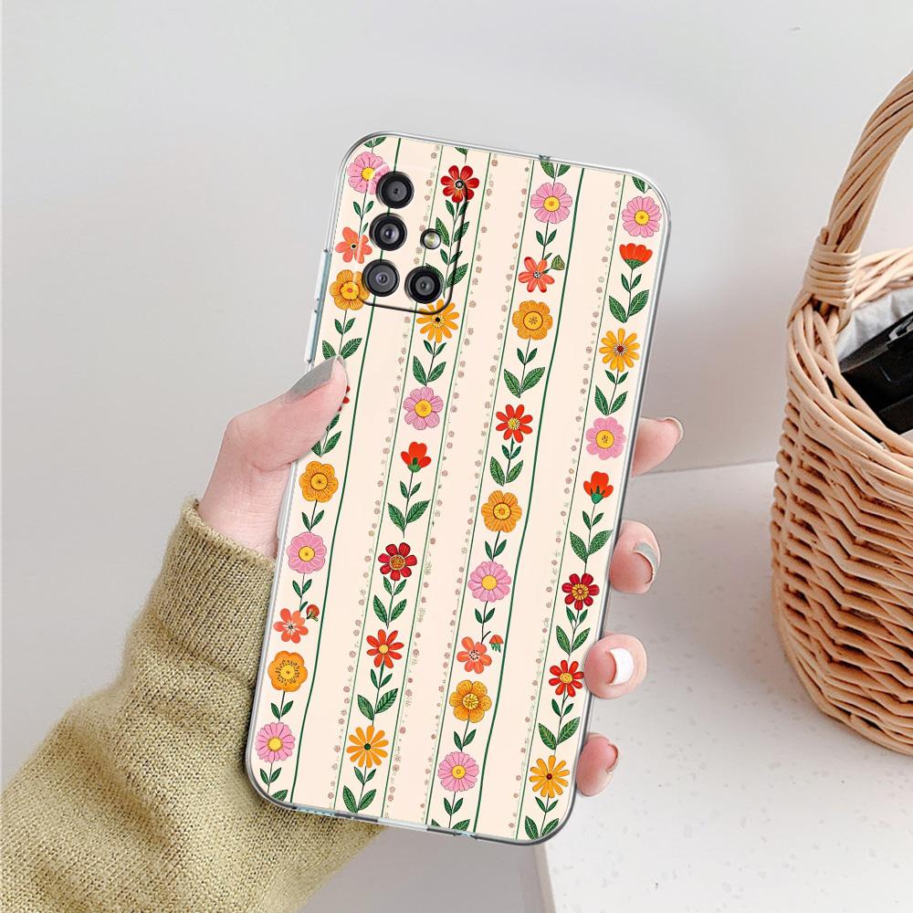 Чехол для Samsung A15 A13 A35 A55 A51 A71 A41 A31 A21S A05 A17 A23 A25 A33 A53 A73 5G A07 4G Стильный чехол с цветочным узором