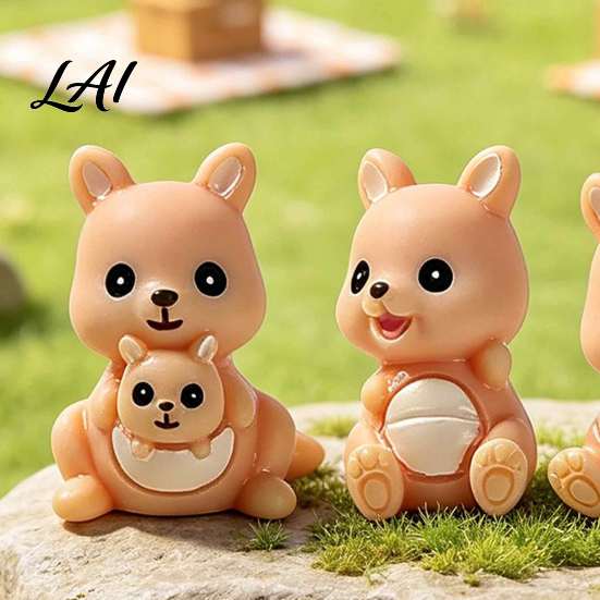 Small Resin Crafts 4Pcs Mini Kangaroo Figurines Cute Animal Miniature for Figurines Fairy Garden Decor DIY Craft Ornament Desk Decoration