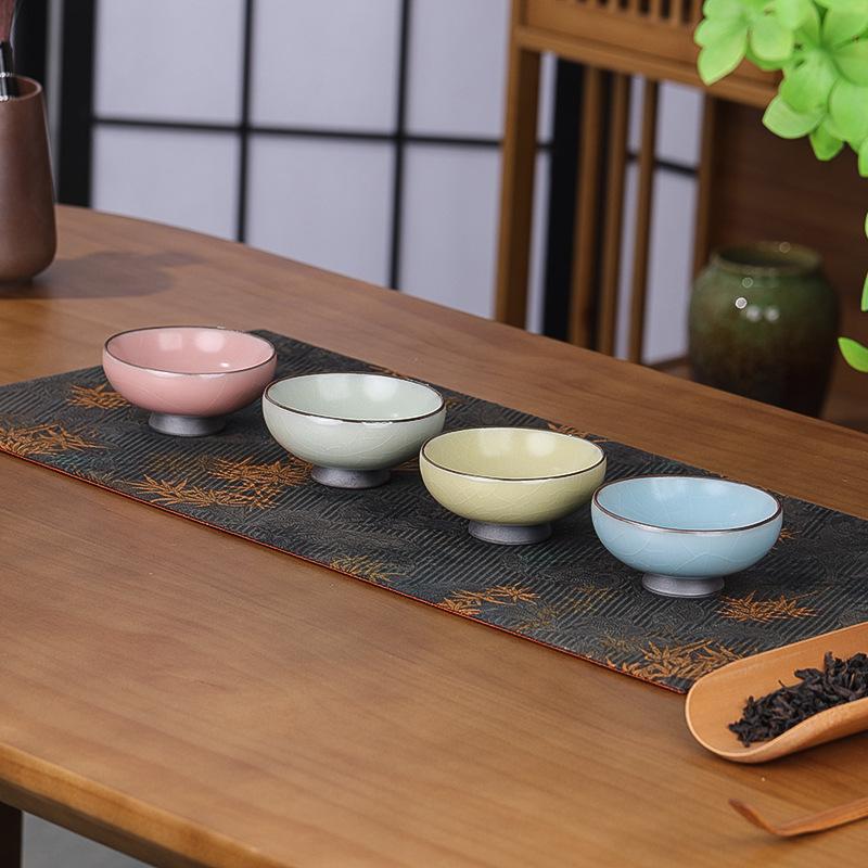High-end iron tire Ru kiln tea set Tianqing master Ru kiln Ru porcelain tea making Kung fu cover bowl teacup gift