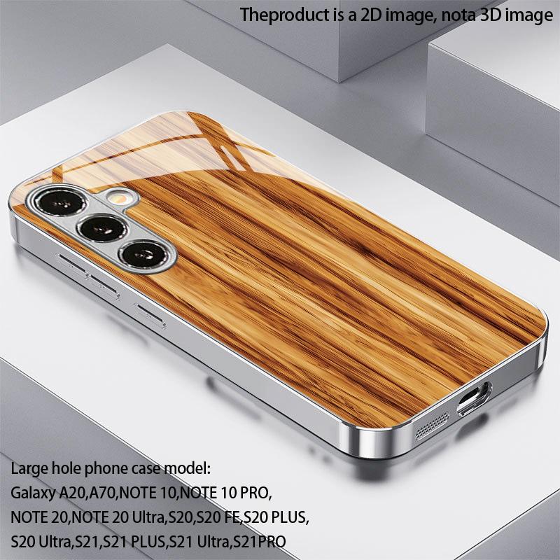 Светло-желтый чехол для телефона с рисунком под дерево, 2D, для Samsung S26 S25 S24 S23 S22 S21 S20 A56 A36 A16 - Стеклянная защитная крышка