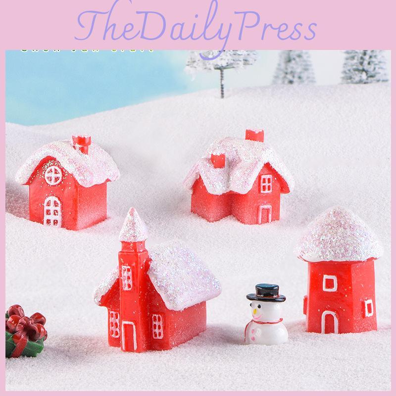 Праздничная полимерная снежная избушка, красная, рождественский снеговик, подарок, украшение