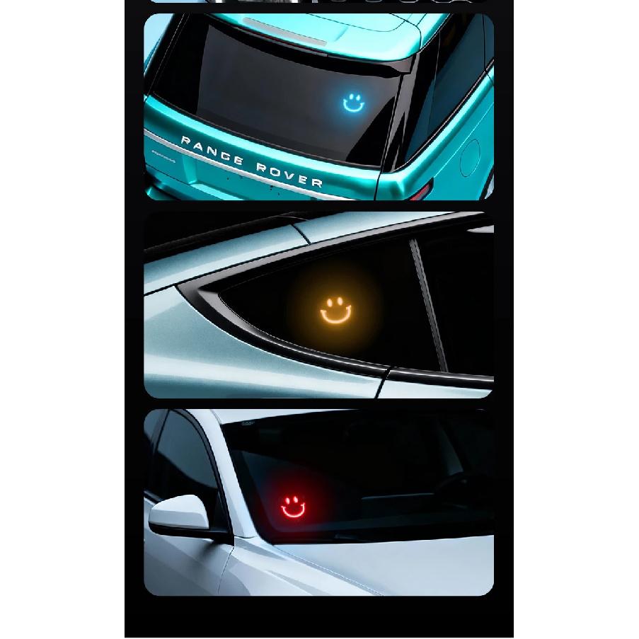 1/2PCS 300mAh Smile Ambient Light Solar Powered Neon Light Car Decoration Rear Windshield Atmosphere Lights Car Accessories