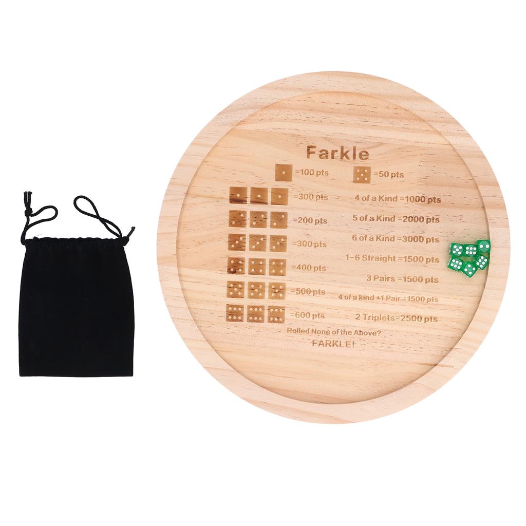 Farkle Dice Tray Improve Math Skills Wooden Classic Dice Game Tray for Family Game Round 18cm