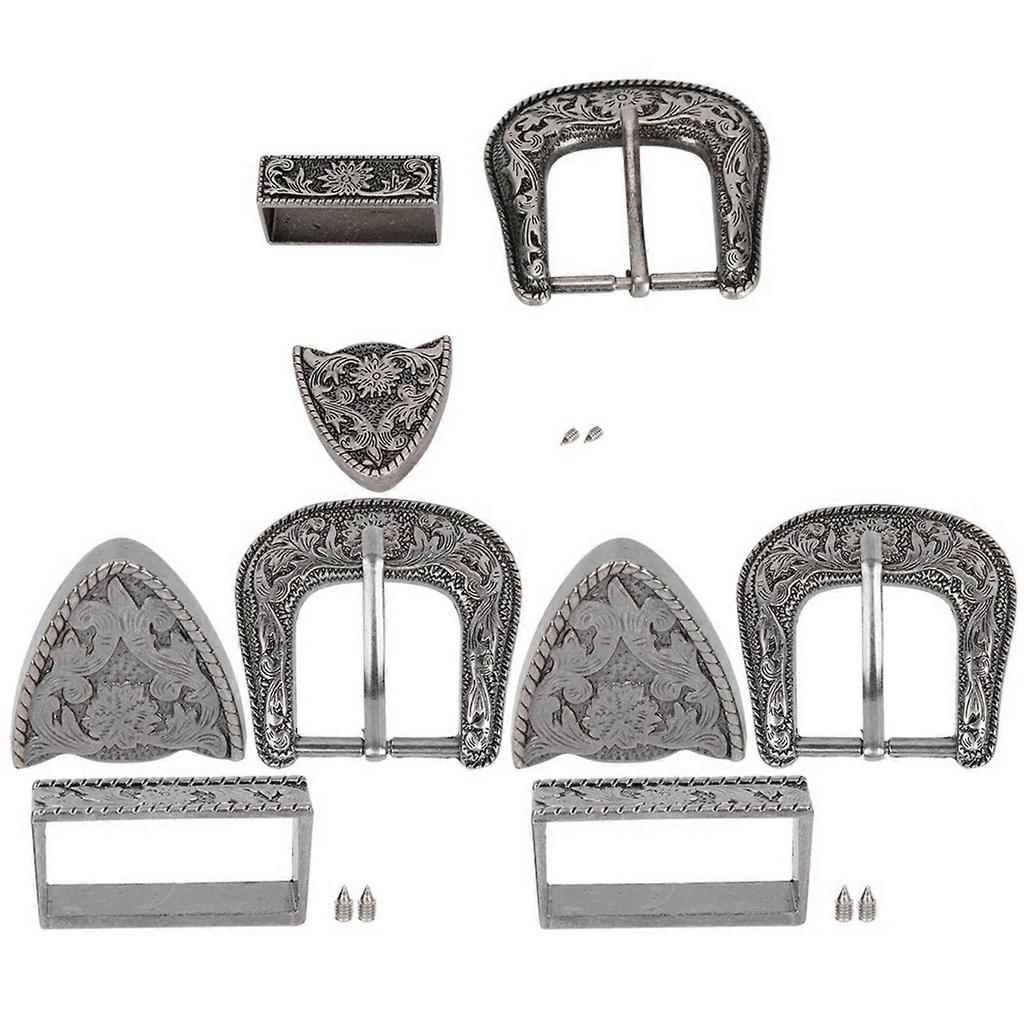 Vintage Style Handmade Carving Alloy Waist Belt Buckle Set for Collar Saddle Accessories40mm Inner Diamter