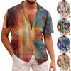 Summer New Men's Printed Slim Fit Shirt Large Fashion Casual Short Sleeve Shirt Men