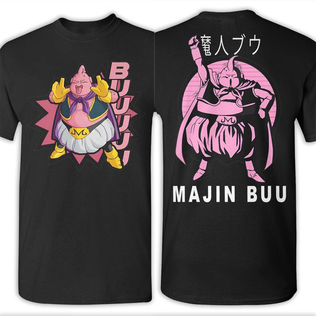 Printed Dragon Ball Majin Buu and Patrick In Gym T-Shirt Men's and Women's Crew Neck Short Sleeve Top Cotton Summer Top T-Shirt