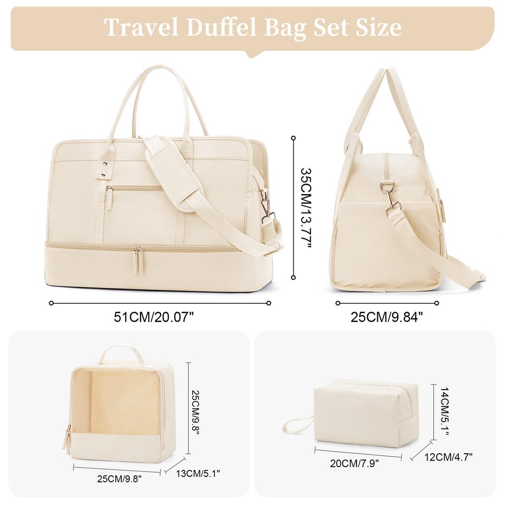 Дорожные сумки с чехлом для одежды и косметичкой Большая вместимость Повседневная сумка через плечо для поездок на работу Женская сумка-тоут Женская сумка-тоут