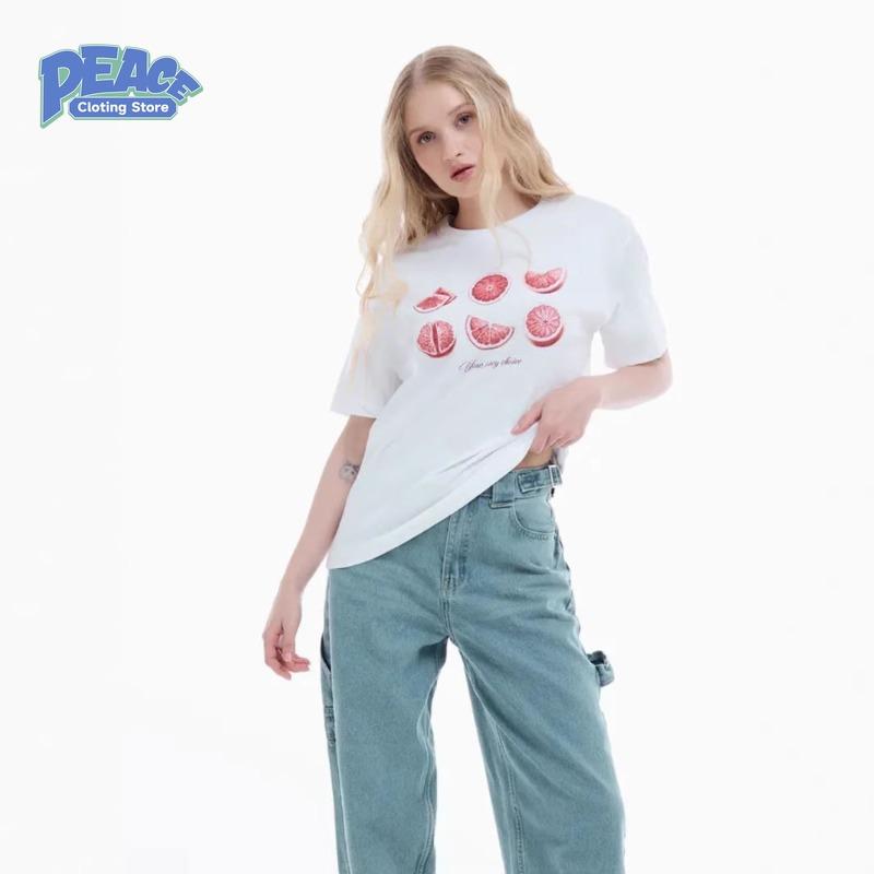 Vintage Grapefruit Printed T-shirt for Men and Women 100% Pure Cotton T-shirt Fashion Casual Short Sleeve Top Summer Clothing