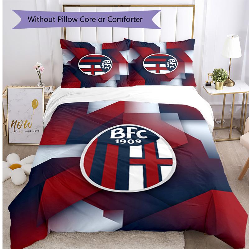 Bologna FC Printed 3PCS Bedding Set Breathable Duvet Cover with Pillowcases Decorative Bed Linen for Bedroom Home