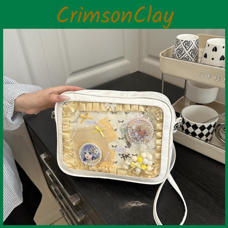 Solid Large Color Capacity Women Shoulder Bag With Compartment Transparent