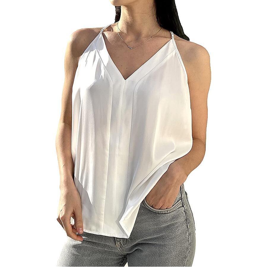 Women's Casual Solid Colour Sleeveless Neck V-Neck Camisole Slim Fit Tank Top