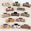 high quality8pcs of Leather Hair Claw Clips for Women in a Western Cowboy Style, Printed Hair Accessories for Autumn And Winter.