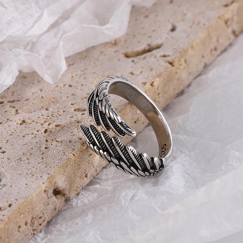 925 Silver Angel Wing Feather Aesthetic Rings For Women Engagement Luxury Jewelry Christmas Accessories