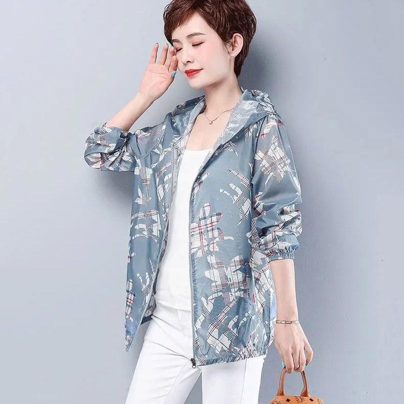 XL-5XL женские летние тонкие солнцезащитные куртки с длинными рукавами и принтом, женские весенне-осенние свободные пальто больших размеров