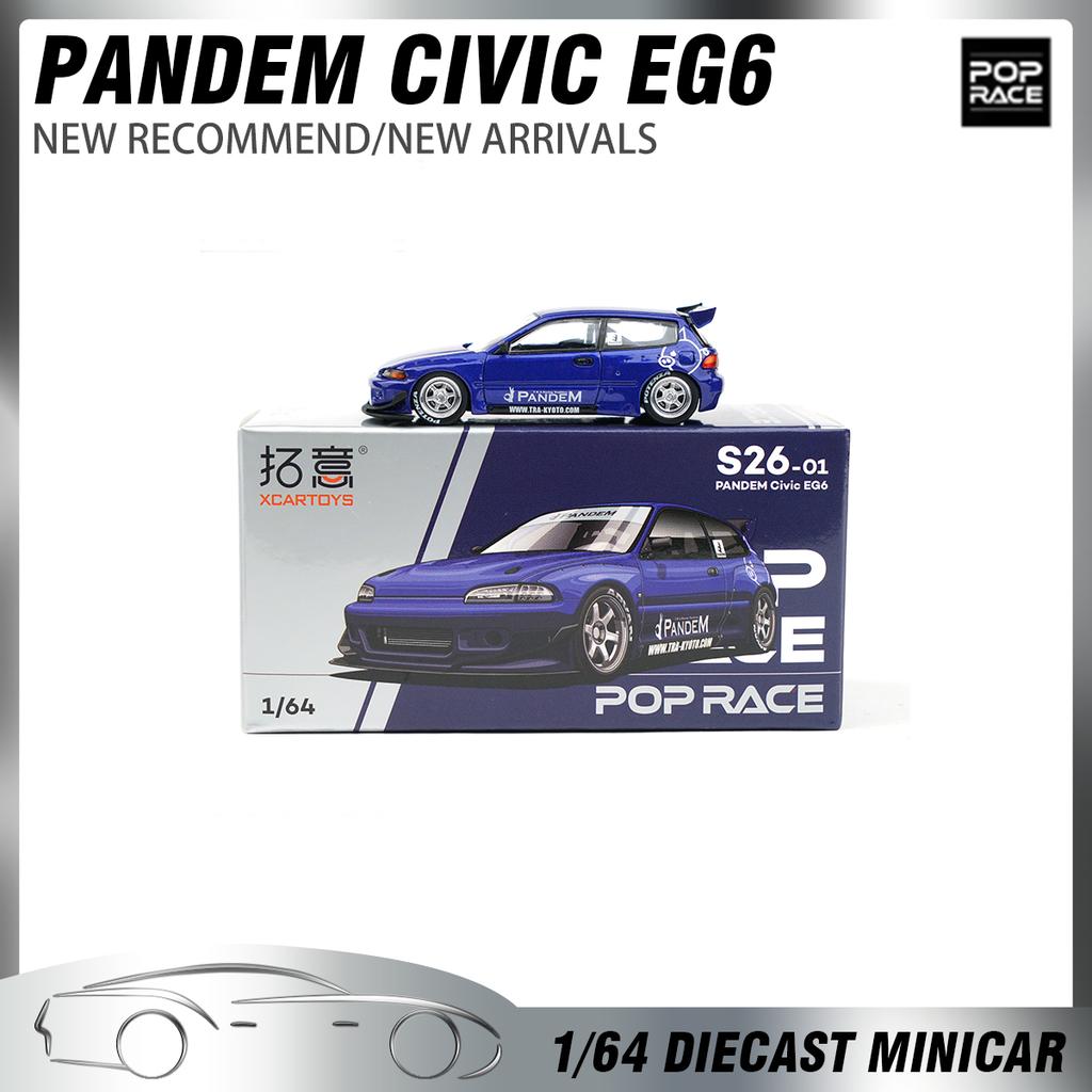 POPRACE 1:64 Японский автомобиль Pandem Civic EG6 и GR86-Endless Honda Civic Модель из сплава Автомобиль Гонки Автомобили Литье под давлением Коллекция Мальчика Игрушки