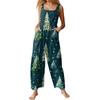 Womens Casual Overalls Jumpsuits Adjustable Straps Sleeveless Print Comfy Rompers With Pocket