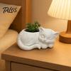Талос 3D-печатный цветочный горшок 'Спящий кот', Мини-горшок для рабочего стола, Декоративный держатель для суккулентов и маленьких зеленых растений