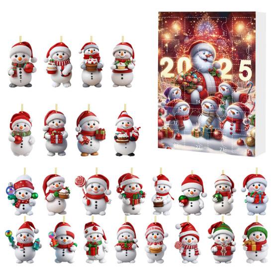 2025 Snowman Advent Calendar 24-day Christmas Countdown Calendar Acrylic Christmas Tree Countdown Decor for Kids