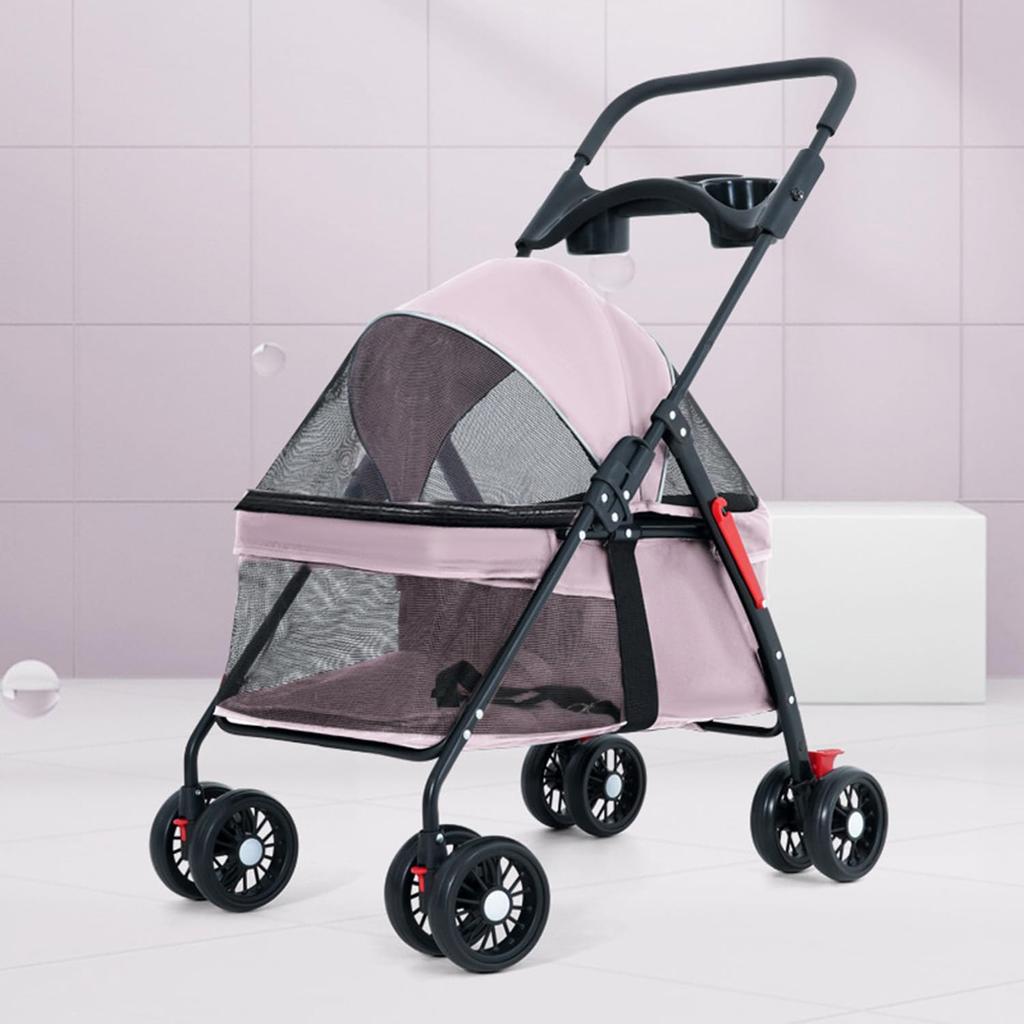 AOVOCO Pet 4 Dog Dog Small Medium Air Dog Cart Bag Dog Cart Dog Pet Cat Pink Cart, Wheels, Buggy, Cart, Lightweight, Dogs, Dogs, Buggy, Included,