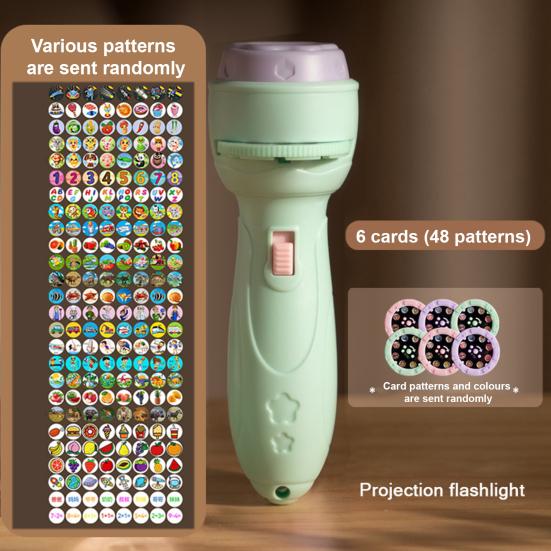 Kids Projector Flashlight Toy with 48 Images & 6 Discs Educational Storytelling Light for Early Learning & Bedtime Imaginative Play Flashlight Toy