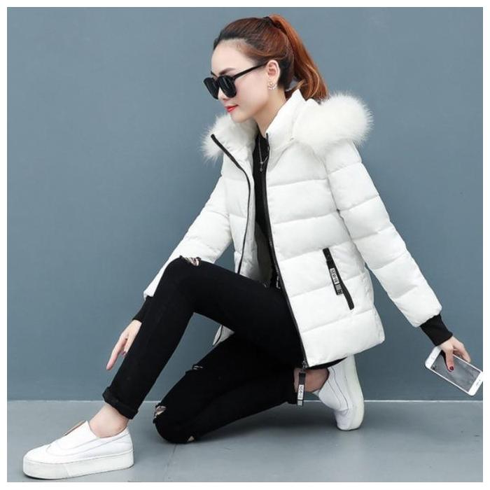 Женское осенне-зимнее хлопковое пальто, новое короткое хлопковое пальто, тонкое утолщенное пальто с большим меховым воротником, маленькое мужское хлопковое пальто