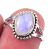 Натуральный Радужный Лунный Камень Драгоценный Камень Ручной Работы 925 Стерлинговое Серебро Кольцо Размер 6 u1e31