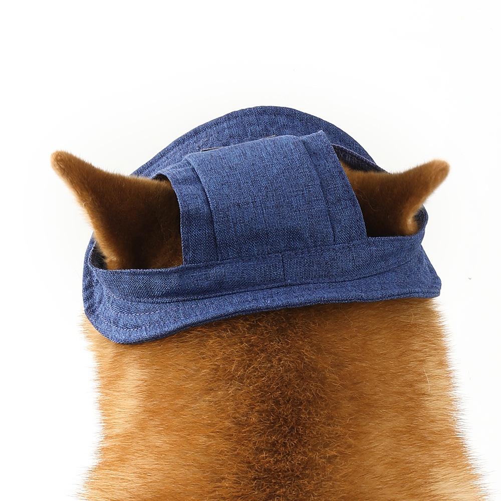 Summer Pet Hat with Leaky Ears in Linen Denim Color New Sun Protection Dog Hat for Small Medium Large Dogs