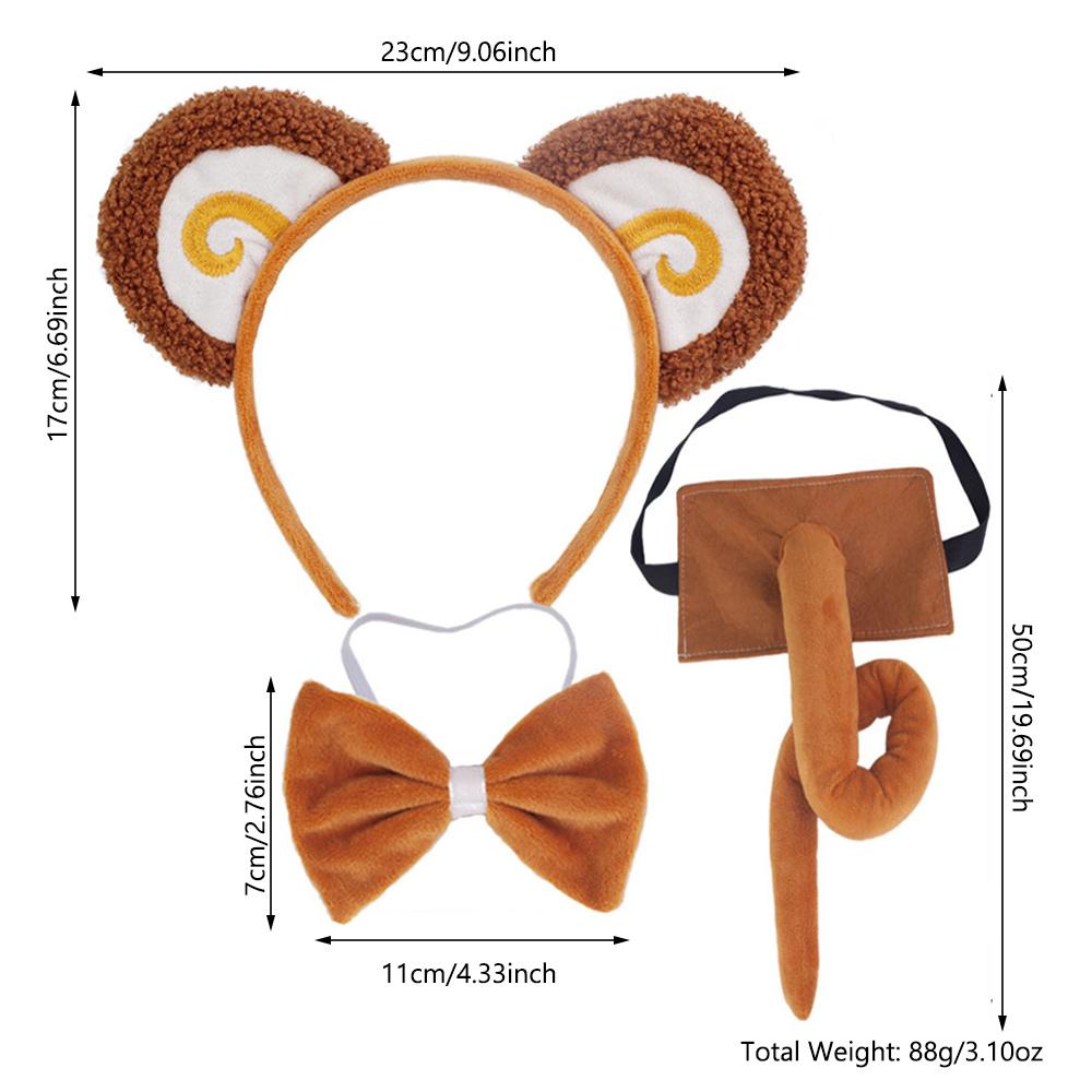 Halloween Animal Ears and Tail Set Holiday Masquerade Pig Costume Props for Kids and Adults