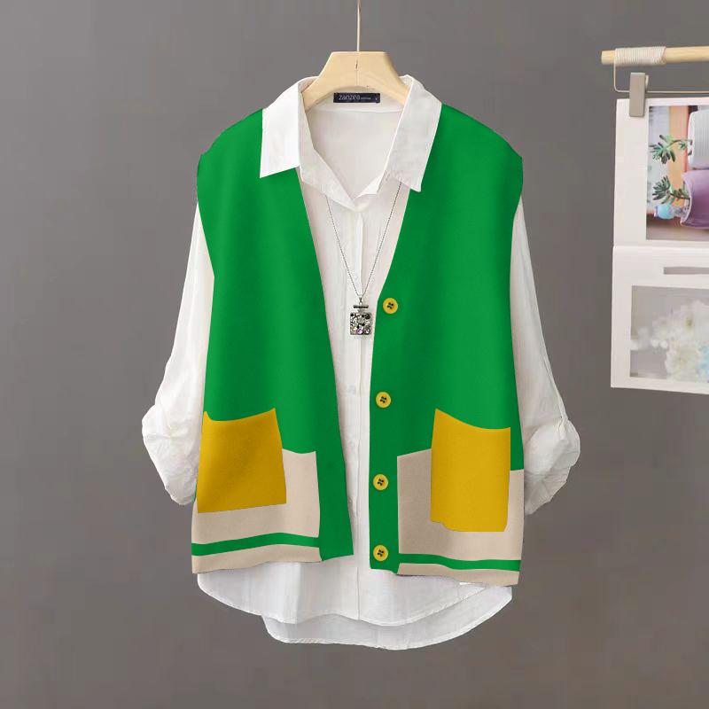 ZANZEA Женские винтажные жилеты без рукавов с цветными карманами