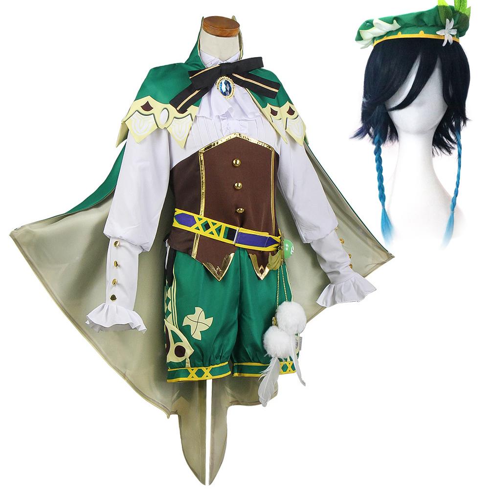 Genshin Impact косплей игра аниме проект Venti костюмы для косплея женский плащ топ шорты пояс носки галстук полный комплект