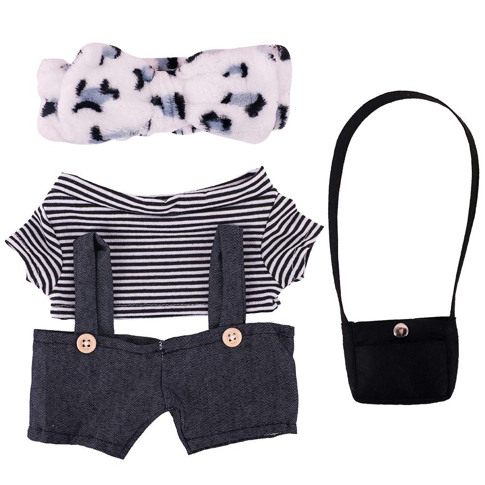 Kawaii Plush Doll Clothes Short Sleeved Headband Suspender Pants For 30cm Lalafanfan Clothes Accessories Duck Dolls Dress,Gifts