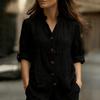 Женская модная однотонная рубашка с V-образным вырезом, длинными рукавами и застежкой на пуговицы, повседневный топ