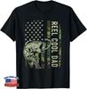Reel Cool Dad Camouflage American Flag Bass Fish Fisherman Gift Unisex T-Shirt
