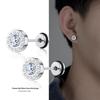 Korean Style Men's Titanium Steel Stud Earring with Great Wall Zircon Pattern - Trendy and Versatile Streetwear Jewelry