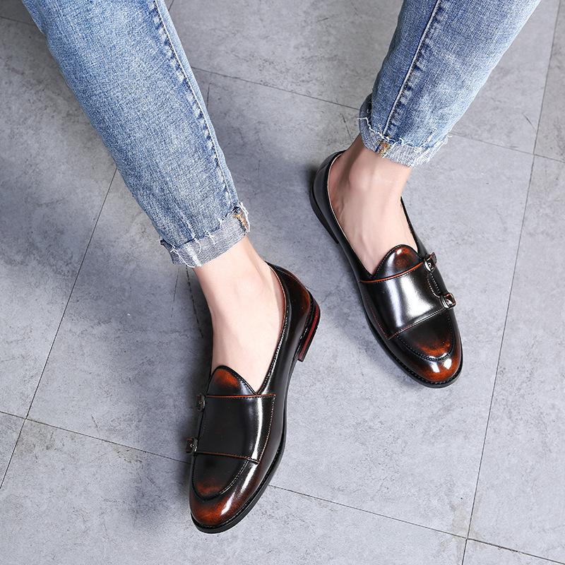 Модные кожаные туфли Monk Strap для мужчин, большие размеры, лоферы в британском стиле, повседневные туфли на плоской подошве для вечеринок и клуба 2024, новинка Zapatos Hombre