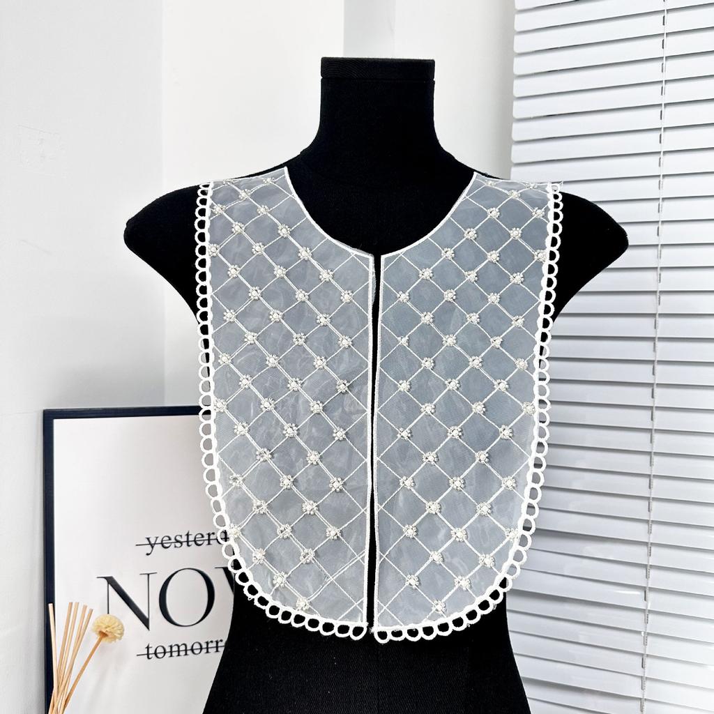 U-образный сетчатый воротник с бусинами, тканевая наклейка на воротник, вышитый воротник, цветок, ручная работа, аксессуары для бижутерии, аксессуары для одежды