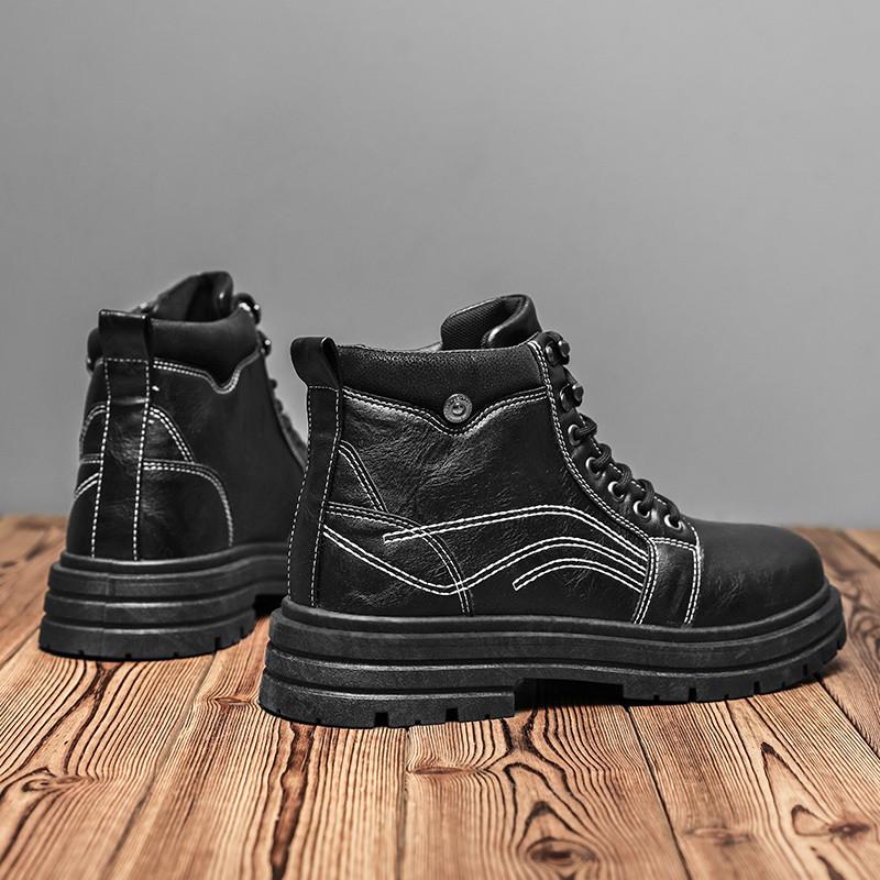 Autumn Winter Fashion White Boots for Men Comfortable Soft Men's Ankle Boots Leather Platform Boots Casual Men Botas Masculino