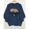 Cozy Fleece Sweatshirt With Cartoon Sloth Print Long Sleeve Hoodless Pullover Graduation Back To School