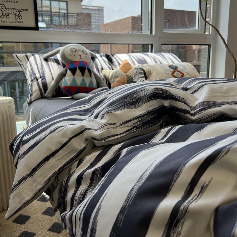 Комплект из четырех предметов из стираного хлопка, простыня, пододеяльник, комплект из трех предметов для спальни, односпальная кровать.