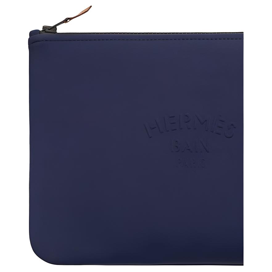 Hermes Neobain 28 Embossed Logo Nylon Clutch Medium Women clutch Navy-Blue H104312MV01
