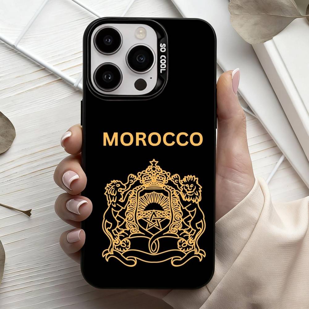 Чехол для телефона с флагом Марокко M-Morocco Для iPhone17,16,15,14,13,12,11 Plus,Pro Max Конфетный Серебряный Покрытие Внутри