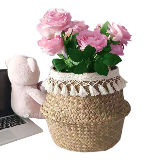 Скандинавский двухслойный тканый держатель для цветов с кисточками, цветочный горшок, корзина для хранения в гостиной