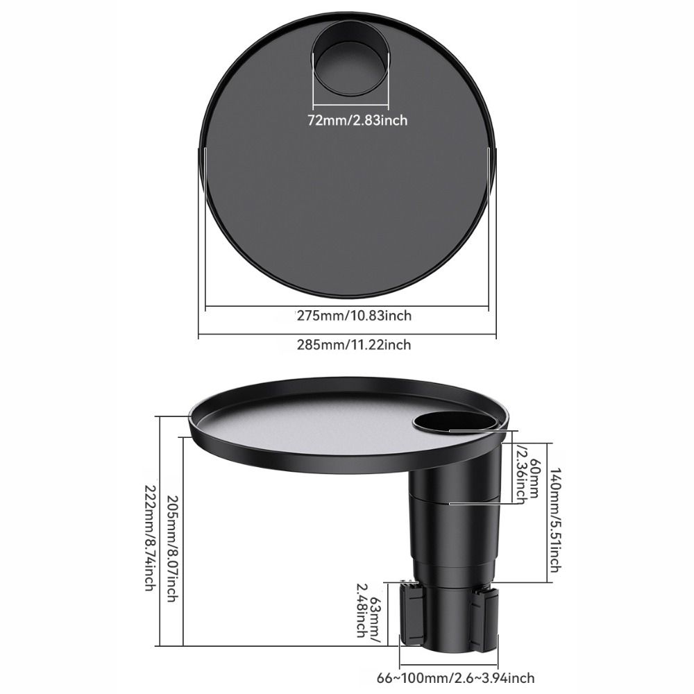 Multifunctional Car Dining Table Vehicle Cup Holder Side Table Travel Food Tray for Car