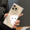 Прозрачный квадратный чехол-трубка для защиты iPhone 15 Plus 11 13 16 ProMax 12 14 Pro Max, защита от окисления, чехол с рисунком «Привет, маленький котик»